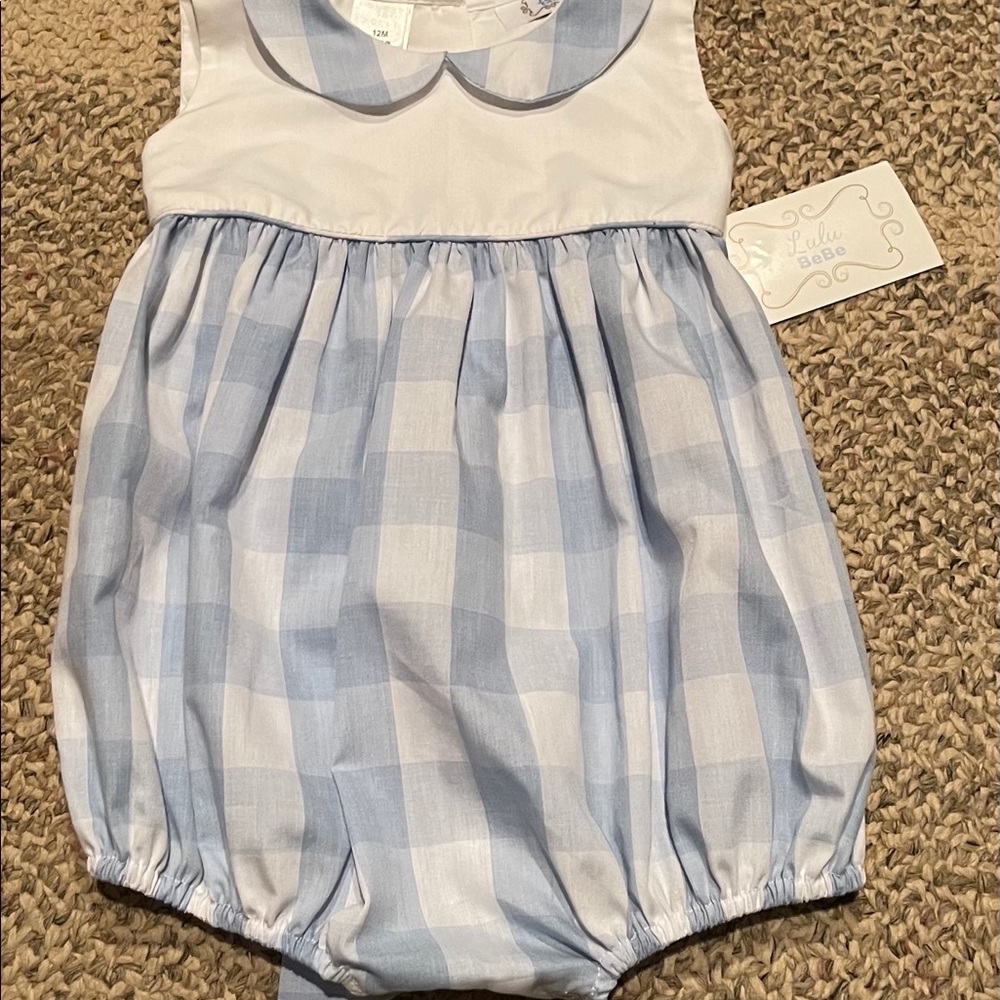 LuLue Bebe Blue Gingham tie back bubble